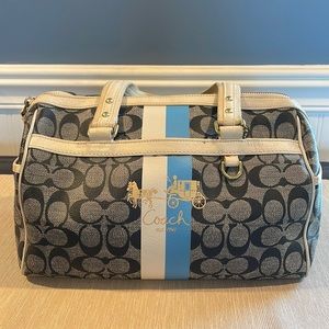 Coach- Signature logo handbag- blue/white stripe